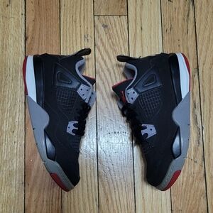 Jordan 4 Retro TD Black Red Basketball Shoes TD 12C